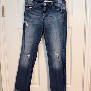 KanCan Women's Dark Blue Distressed Skinny Jeans